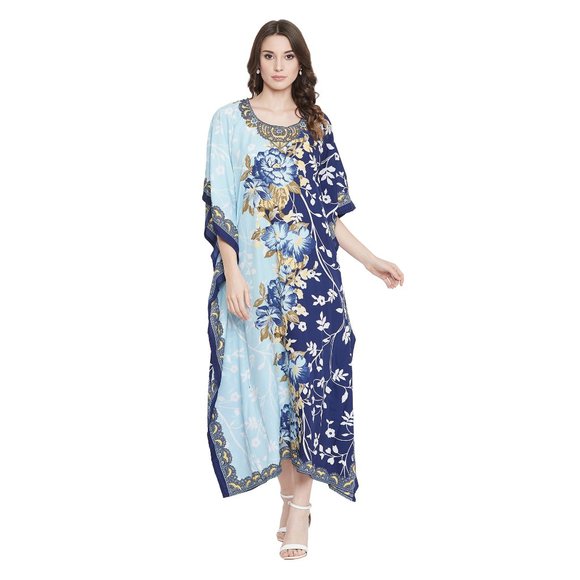 Women Printed Kaftan Floral Long Caftan Maxi Dress - Picture 1 of 8